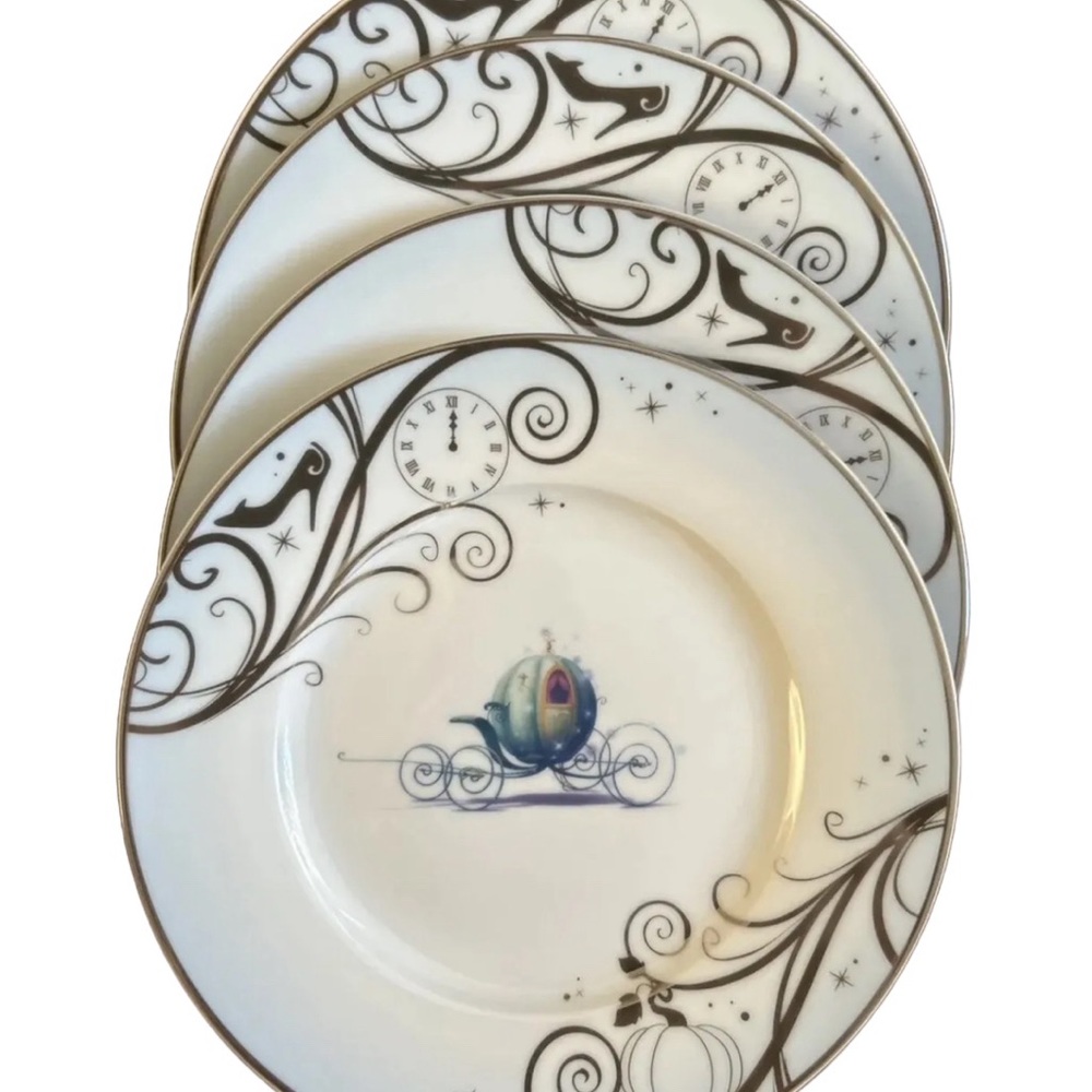 NEW set of 4 zrike disney princess ceramic salad plates new cinderella